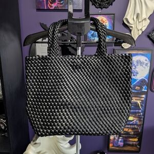Elegant Black Woven Tote Bag